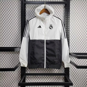 Corta Vento Real Madrid 24/25 - Branco e Preto